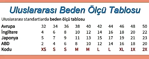 Uluslararası Beden Ölçü Tablosu